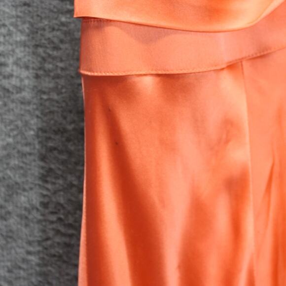 CACHE VTG Gown Silk Coral Formal Plunge neckline Ribbon bodice Size 4 - Picture 3 of 8